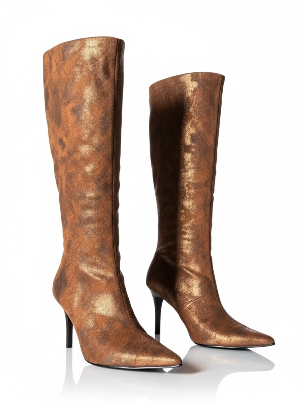 Vtg WILD PAIR Women's Metallic Brown/Bronze Knee-High Boots - Picture 2 of 10